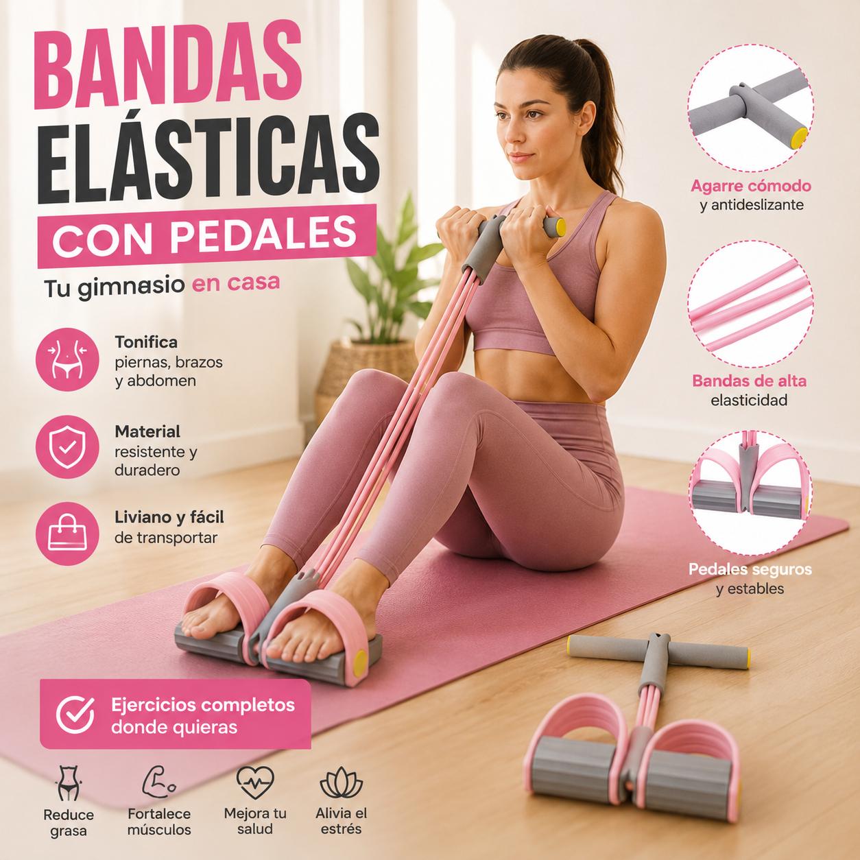 Bandas Elásticas con Pedales/ Vuelve a Sentirte Con Mas Vitalidad