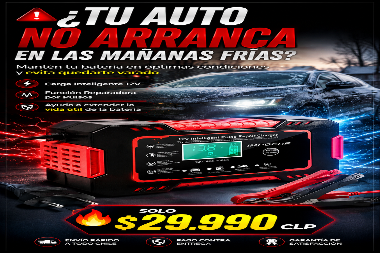 AutoCharge Smart™ CARGADOR REPARADOR DE BATERIAS PARA AUTO