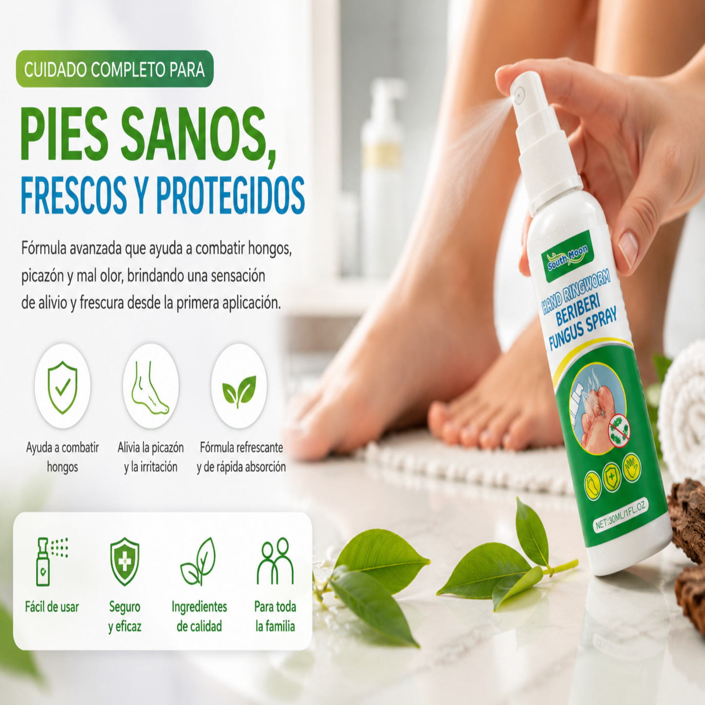 Spray Antihongos para Pies con Sensación de Frescura y Comodidad